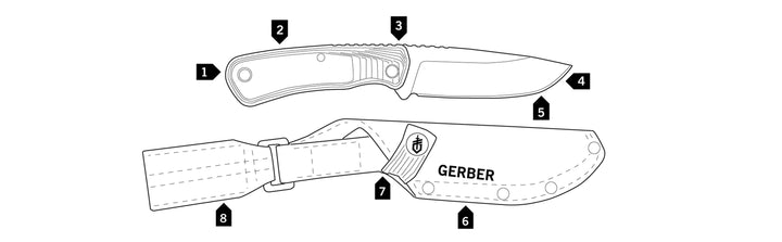 Gerber Downwind Black & Gray G10 Stonewash&Satin Drop Point 7Cr17MoV - Knives.mx