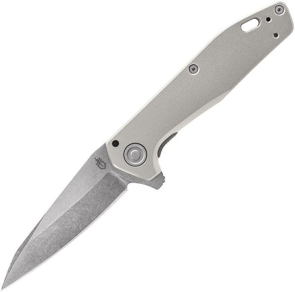 Gerber Folding Knife Fastball Linerlock Gray Aluminum Stonewash Wharncliffe CPM S30V - Knives.mx