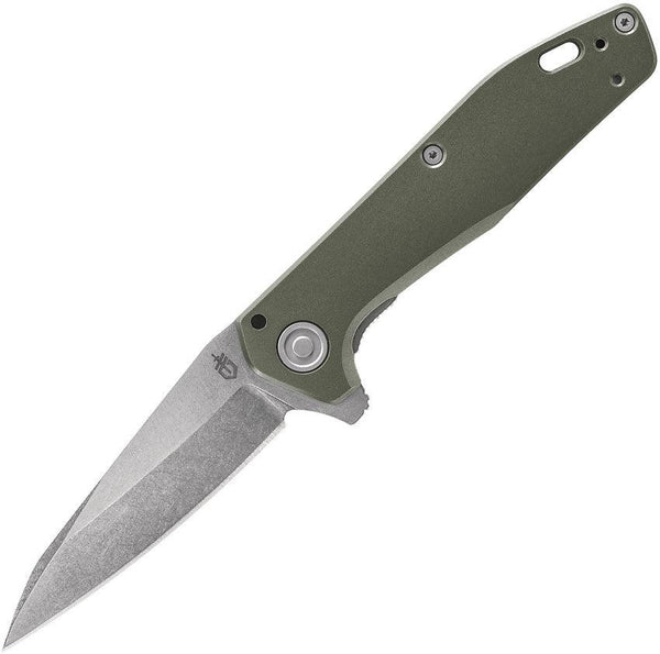 Gerber Folding Knife Fastball Linerlock Green Aluminum Stonewash Wharncliffe CPM S30V - Knives.mx