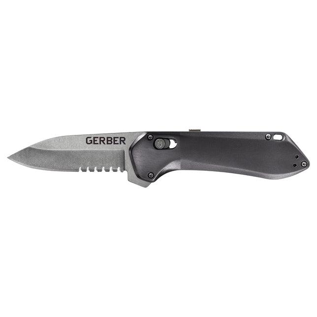 Gerber Highbrow Compact Pivot Lock A/O Gray Aluminum Stonewash Serrated 7Cr17MoV - Knives.mx