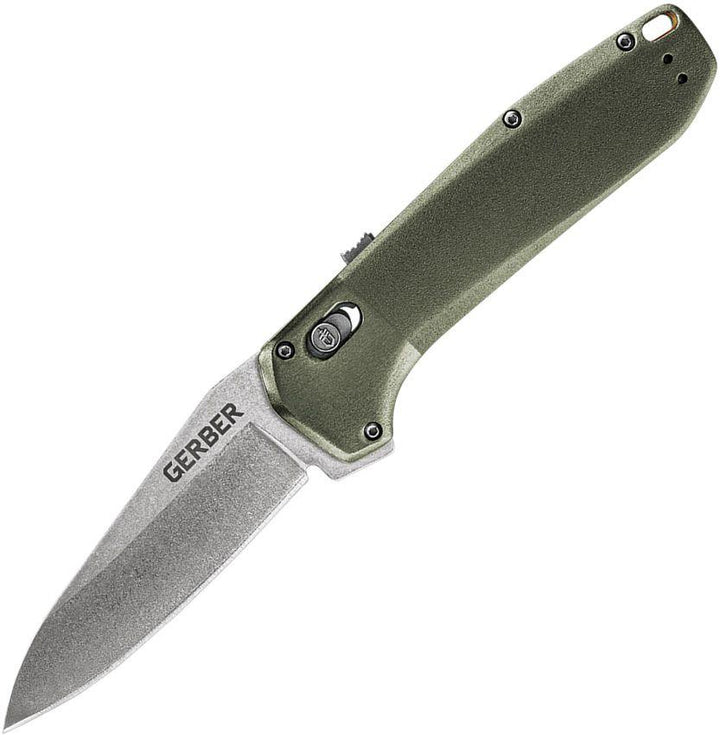 Gerber Highbrow Pivot Lock A/O Green Aluminum Stonewash 7Cr17MoV - Knives.mx