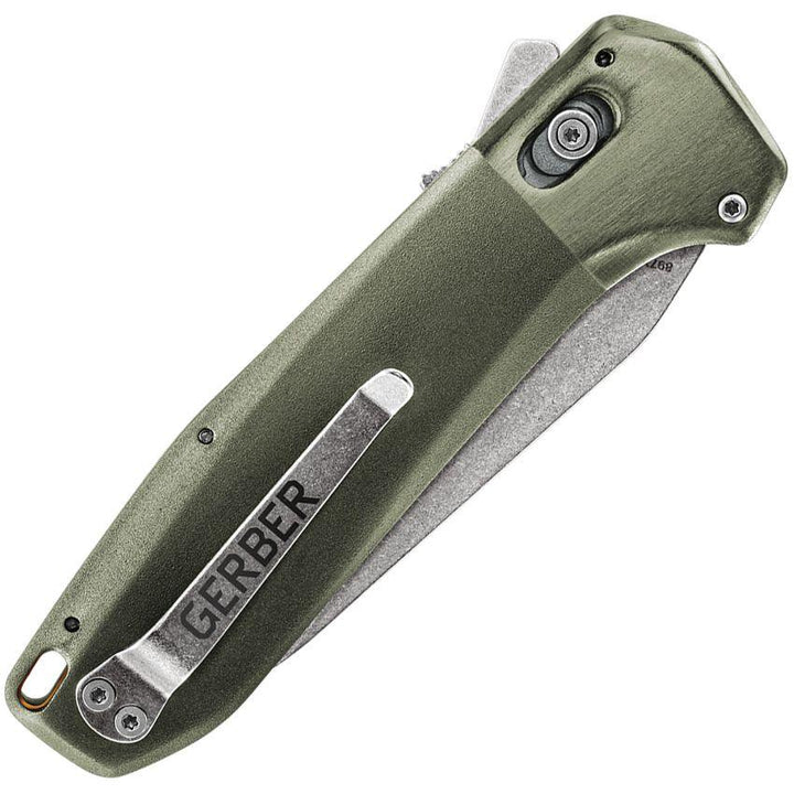 Gerber Highbrow Pivot Lock A/O Green Aluminum Stonewash 7Cr17MoV - Knives.mx