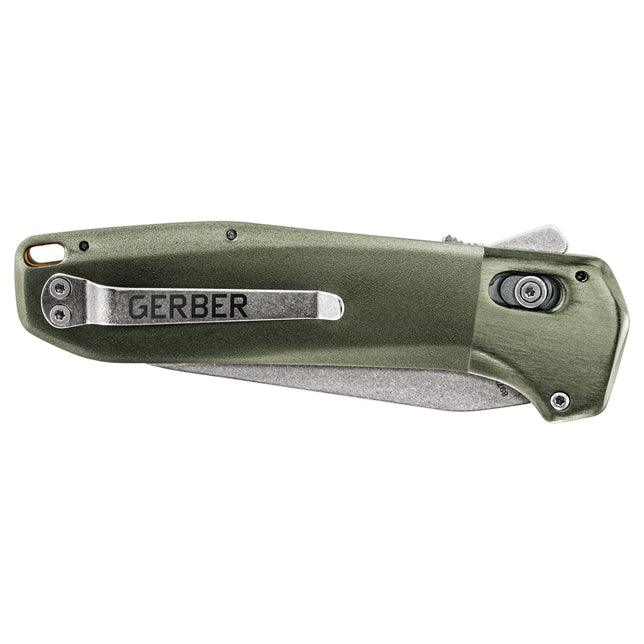 Gerber Highbrow Pivot Lock A/O Green Aluminum Stonewash 7Cr17MoV - Knives.mx
