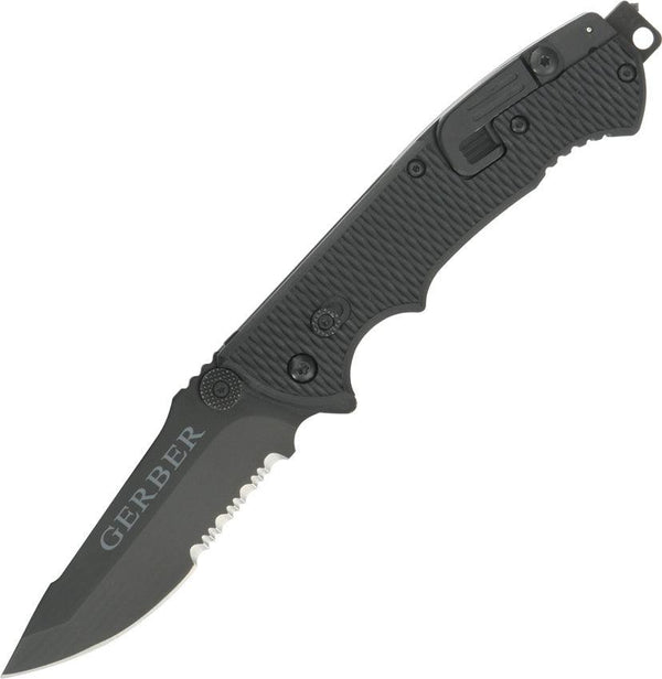 Gerber Hinderer CLS Textured GFN Black Finish Serrated 440A - Knives.mx