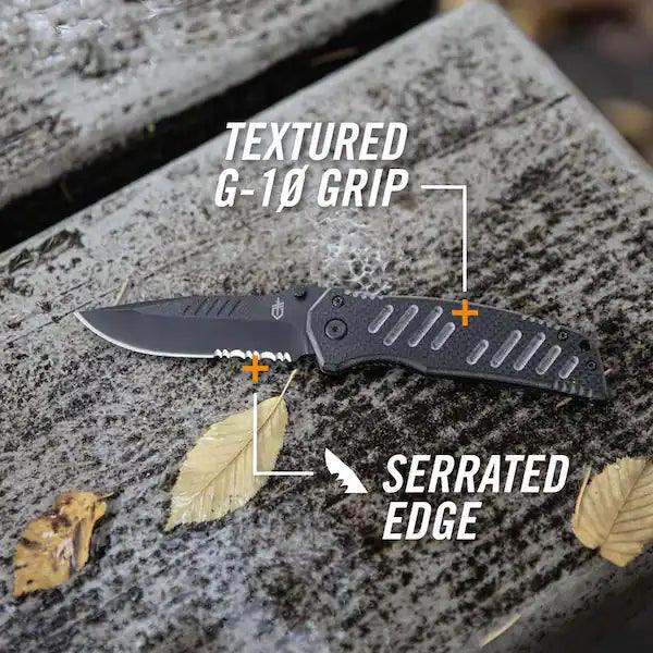 Gerber Swagger Framelock Black G10 Coated Serrated 7Cr17MoV - Knives.mx
