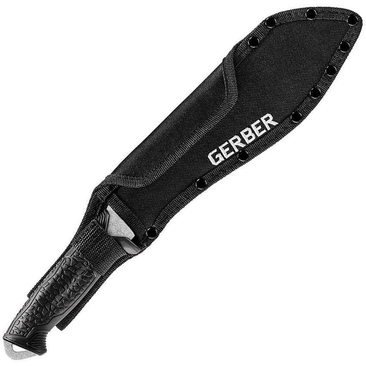 Gerber Versafix Machete Black Rubber Stonewash Stainless Sawback Blade - Knives.mx