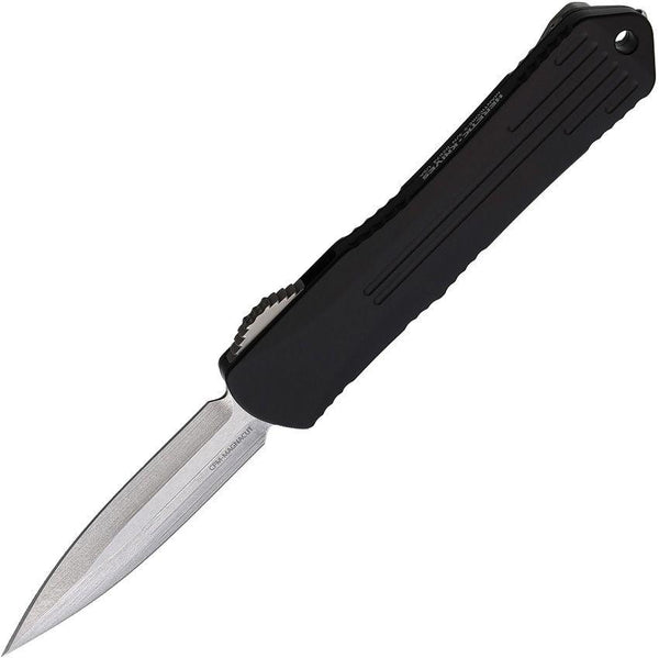 Heretic Knives Auto Manticore S OTF Black Anodized Aluminum Stonewash Double Edge CPM MagnaCut - Knives.mx