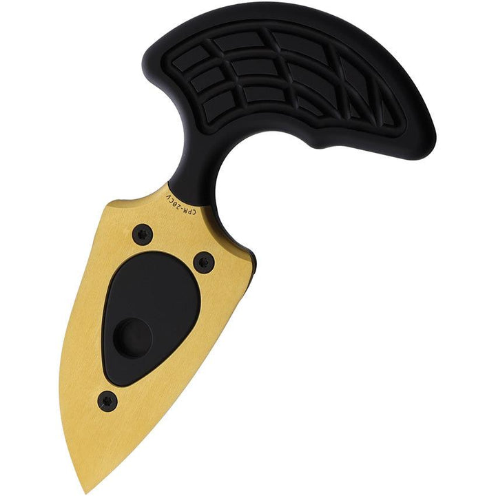 Heretic Knives Sleight Push Dagger Double Edge Black Aluminum Gold TiNi Coated CPM-20CV - Knives.mx