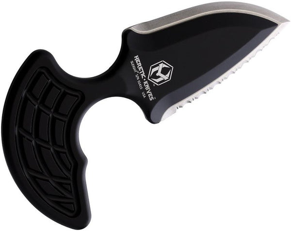 Heretic Knives Sleight Push Dagger Double Edge Black Aluminum SW Serrated CPM-20CV - Knives.mx