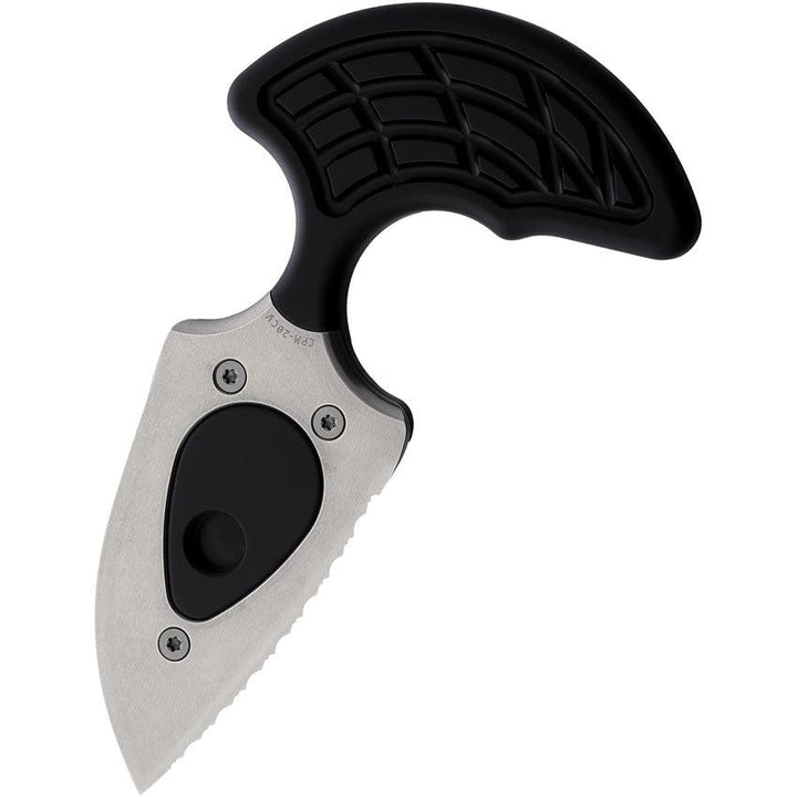 Heretic Knives Sleight Push Dagger Double Edge Black Aluminum SW Serrated CPM-20CV - Knives.mx