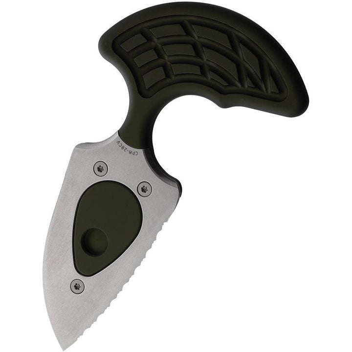 Heretic Knives Sleight Push Dagger Double Edge Green Aluminum Serrated CPM-20CV - Knives.mx