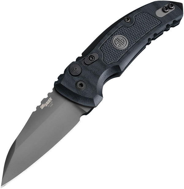 Hogue Auto A01 Microswitch Black G10 Wharncliffe Grey Cerakote CPM 154 - Knives.mx