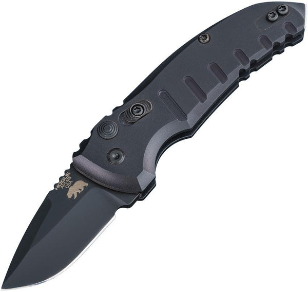 Hogue Auto A01 Microswitch Button Matte Black Aluminum Drop Point Cerakote CPM 154 - Knives.mx