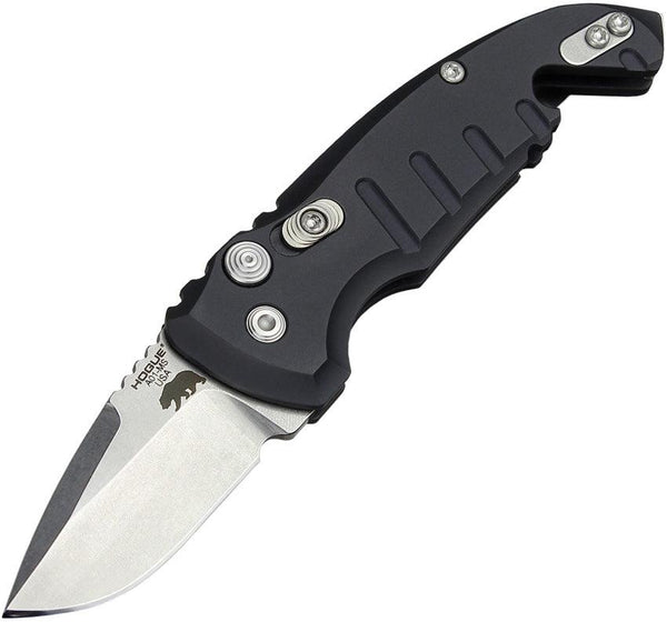 Hogue Auto A01 Microswitch Button Matte Black Aluminum Tumbled CPM 154 - Knives.mx