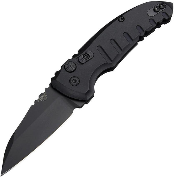 Hogue Auto A01 Microswitch Button Matte Black Aluminum Wharncliffe Cerakote CPM 154 - Knives.mx