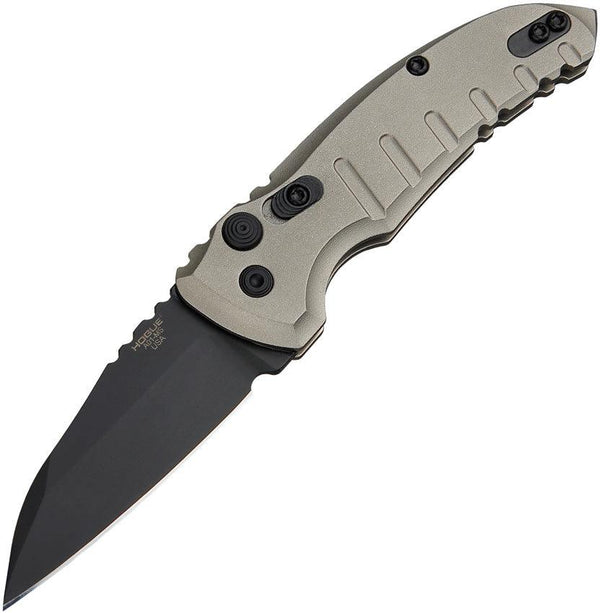 Hogue Auto A01 Microswitch Button Matte Flat Dark Earth Aluminum Wharncliffe Cerakote CPM 154 - Knives.mx