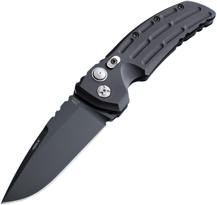 Hogue Auto Ex-A01 Button Lock Black Matte Aluminum Drop Point CPM 154CM - Knives.mx