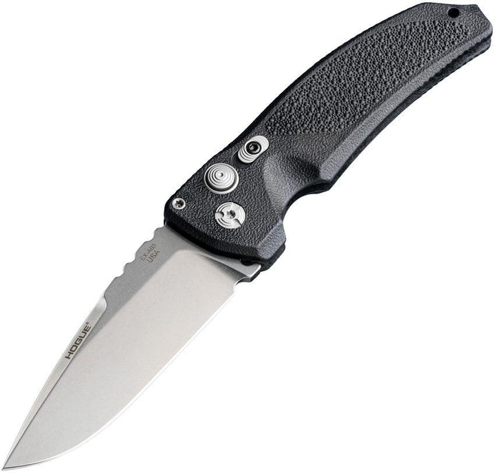 Hogue Auto Ex-A03 Button Lock Black Polymer DP Tumbled CPM 154CM - Knives.mx