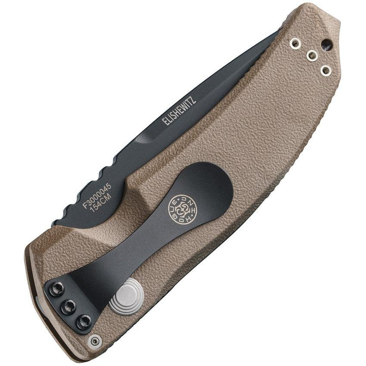 Hogue Auto Ex-A03 Button Lock Brown Polymer DP Cerakote CPM 154CM - Knives.mx