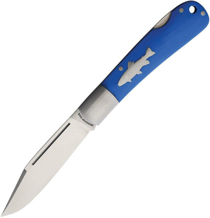 HPA SWS Salmon Lockback Blue G10 Satin Clip Point VG-10 - Knives.mx