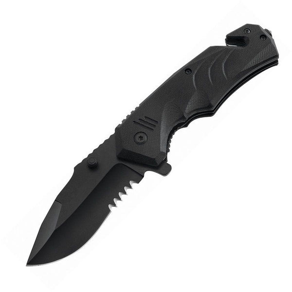 Humvee Tactical Recon Rescue Black Coated Serrated Stainless - Knives.mx