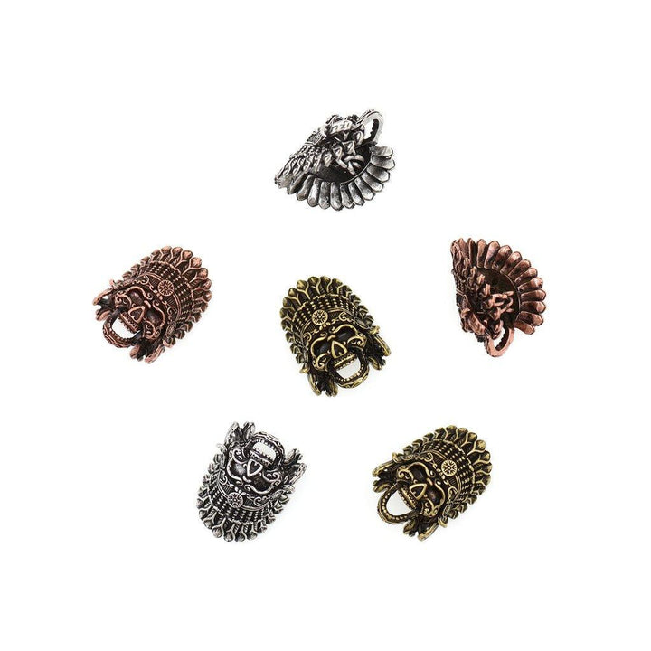 INDIAN CHIEF SKULL SPACER BEADS,PARACORD, LANYARD 17X22MM - Knives.mx