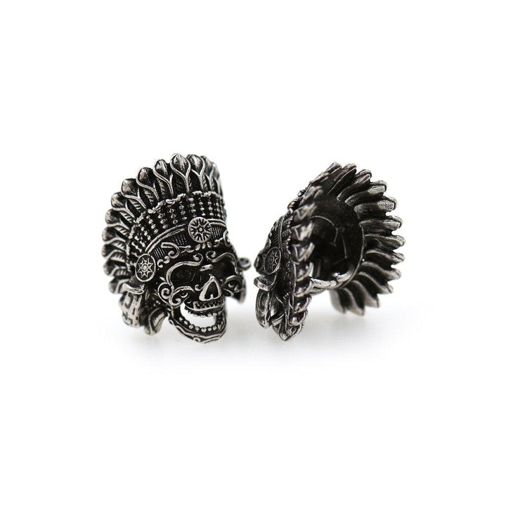INDIAN CHIEF SKULL SPACER BEADS,PARACORD, LANYARD 17X22MM - Knives.mx