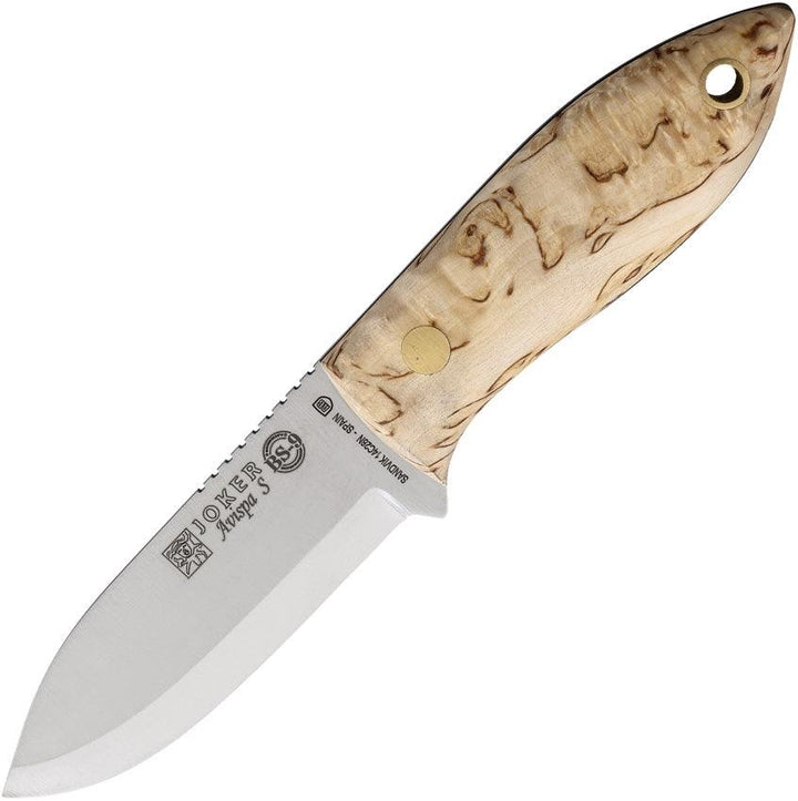 Joker Avispa Fixed Blade Curly Birch Satin 14C28N Sandvik - Knives.mx