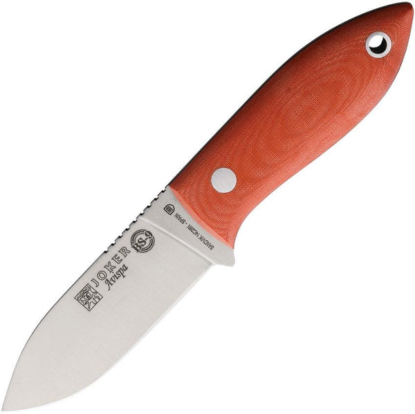 Joker Avispa Fixed Blade Orange Micarta Satin 14C28N Sandvik - Knives.mx