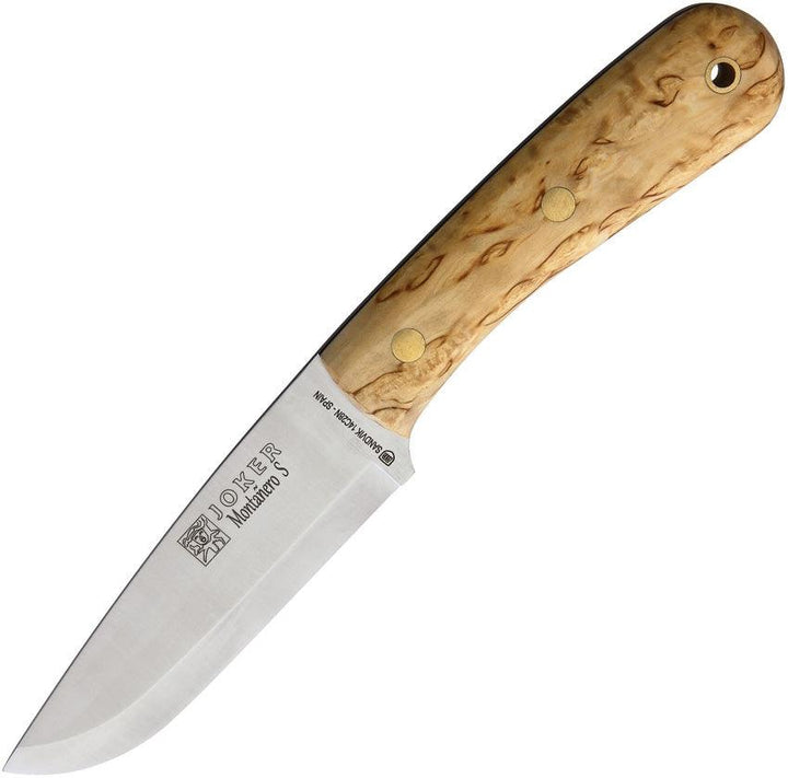 Joker Montañero Fixed Blade Curly Birch Satin 14C28N Sandvik - Knives.mx