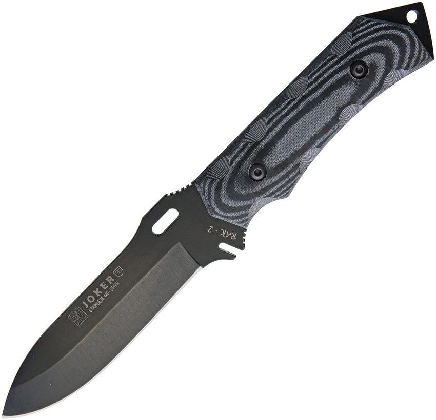 Joker Tactical Knife Black Canvas Micarta Drop Point 440 Stainless - Knives.mx