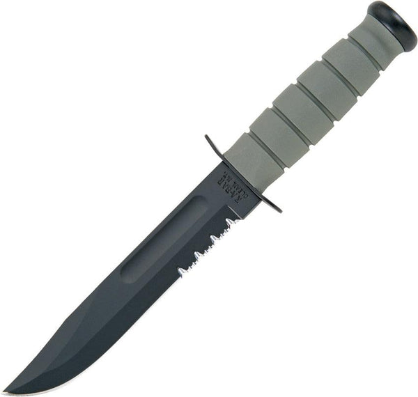 Ka-Bar Fighting Knife Grooved foliage green Kraton G Powder Coated 1095HC - Knives.mx