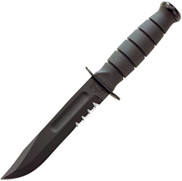 Ka Bar Short Serrated Black Leather - Knives.mx