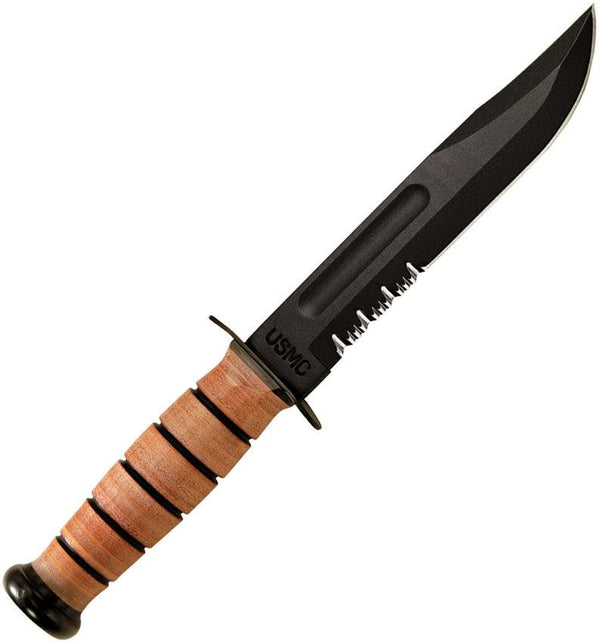 Ka Bar USMC Fighter Serrated Leather Sheath - Knives.mx