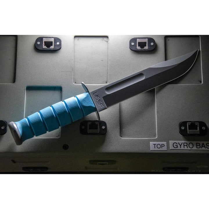 Ka Bar USSF Space-Bar Knife Blue Kraton Gray Powder Coated 1095 - Knives.mx