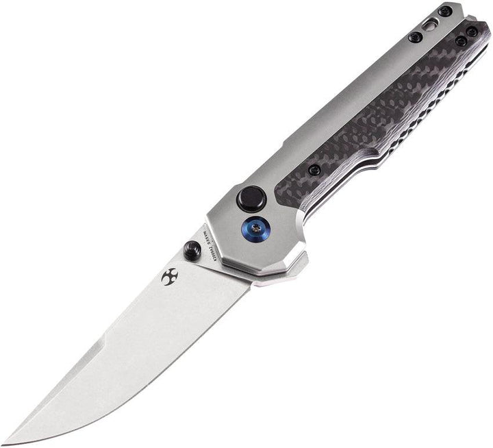 Kansept Knives EDC Tac Linerlock Gray Titanium w Twill Carbon Fiber Inlay SW CPM S35VN - Knives.mx