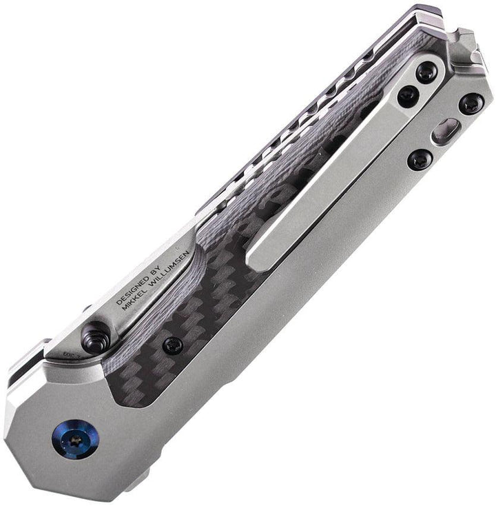 Kansept Knives EDC Tac Linerlock Gray Titanium w Twill Carbon Fiber Inlay SW CPM S35VN - Knives.mx