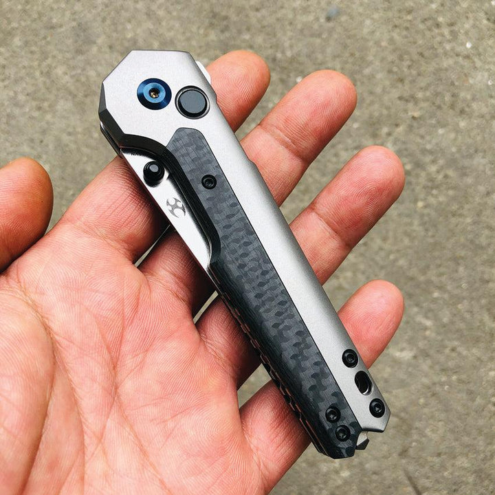 Kansept Knives EDC Tac Linerlock Gray Titanium w Twill Carbon Fiber Inlay SW CPM S35VN - Knives.mx
