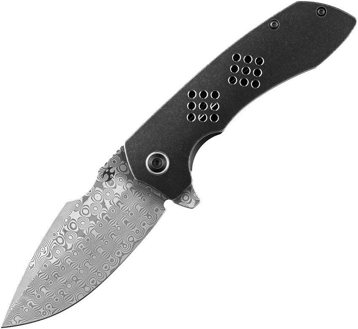 Kansept Knives Entity Framelock Black Stonewash Titanium Damascus - Knives.mx