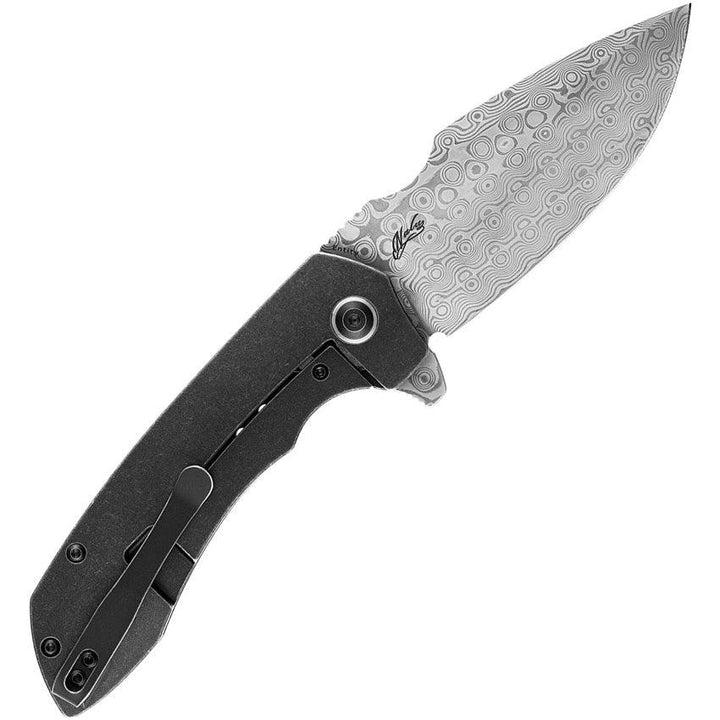 Kansept Knives Entity Framelock Black Stonewash Titanium Damascus - Knives.mx