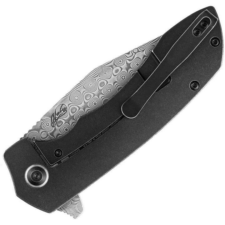 Kansept Knives Entity Framelock Black Stonewash Titanium Damascus - Knives.mx