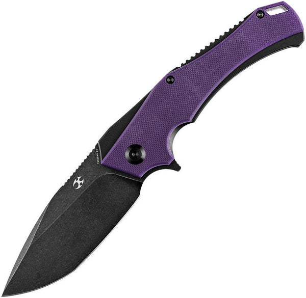 Kansept Knives Mini Hellx Linerlock Purple G10 Black Stonewash D2 - Knives.mx