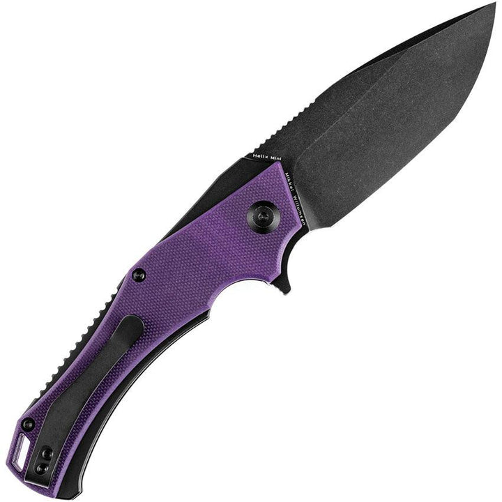 Kansept Knives Mini Hellx Linerlock Purple G10 Black Stonewash D2 - Knives.mx