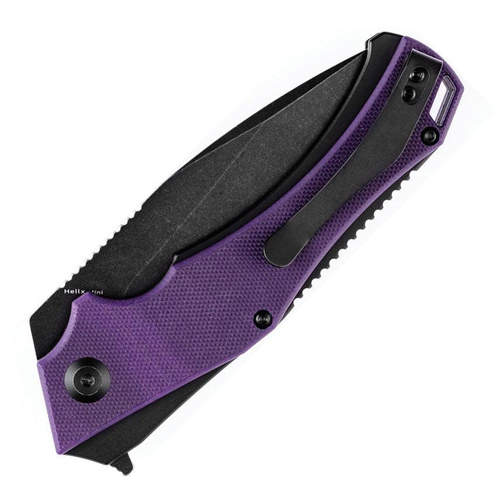 Kansept Knives Mini Hellx Linerlock Purple G10 Black Stonewash D2 - Knives.mx