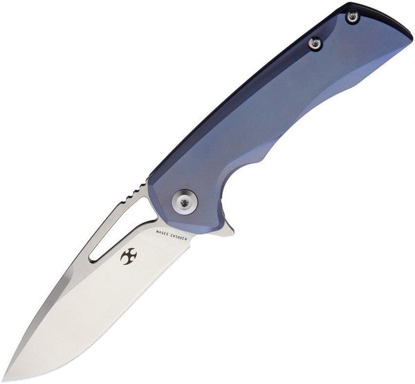Kansept Knives Mini Kyro Framelock Blue Titanium CPM S35VN - Knives.mx