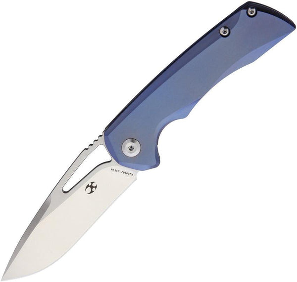 Kansept Knives Mini Kyro Framelock Blue Titanium CPM S35VN - Knives.mx