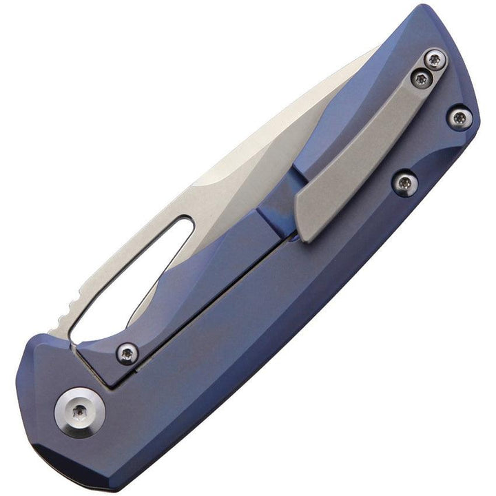 Kansept Knives Mini Kyro Framelock Blue Titanium CPM S35VN - Knives.mx