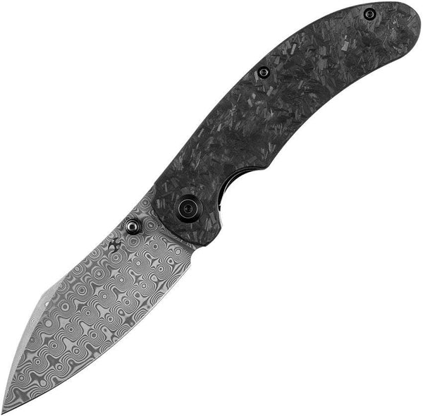 Kansept Knives Nesstreet Linerlock Shredded Carbon Fiber Damascus - Knives.mx