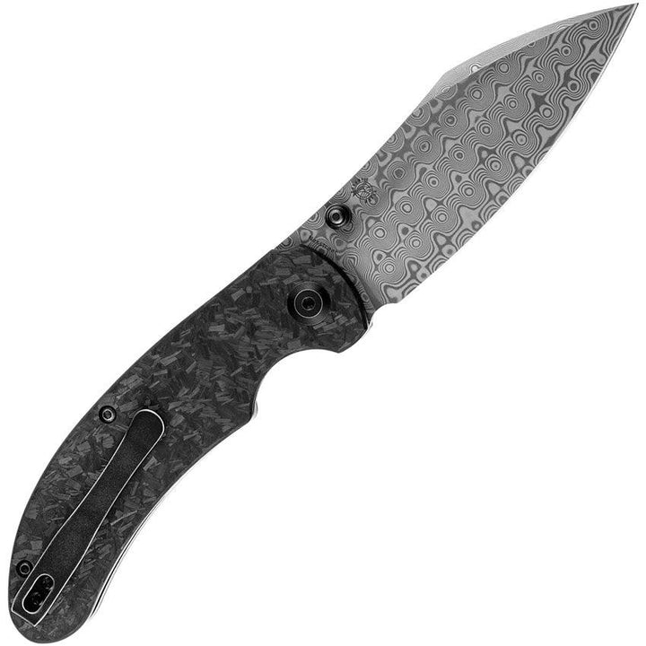 Kansept Knives Nesstreet Linerlock Shredded Carbon Fiber Damascus - Knives.mx