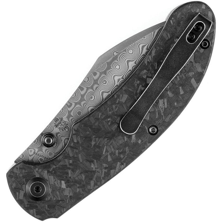 Kansept Knives Nesstreet Linerlock Shredded Carbon Fiber Damascus - Knives.mx